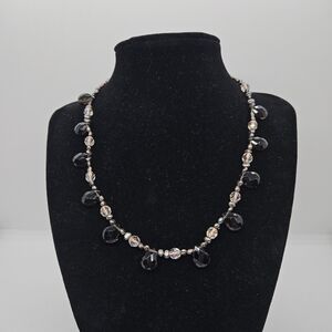 rice pearl and crystal necklace